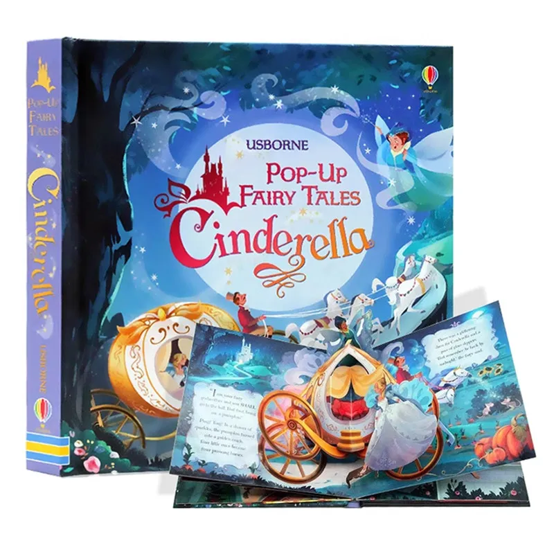 Pop-Up Fairy tales Cinderella English 3D Flap English Picture Book, Early Education Storybook,Bedtime Reading Learning Materials