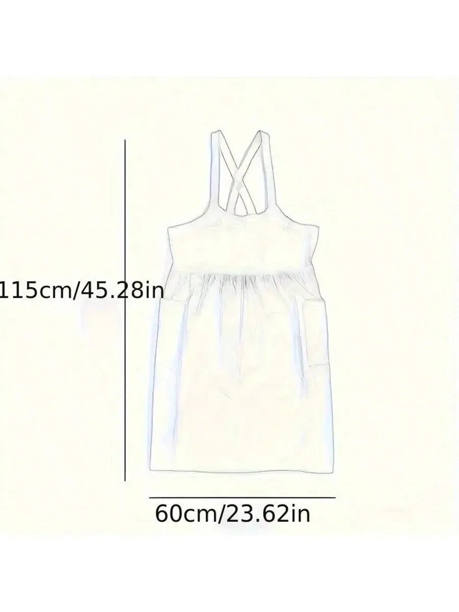 Japanese Linen Aprons for Women with Pockets Cross Back Cute Apron Dress for Gardening Painting Baking and Cooking