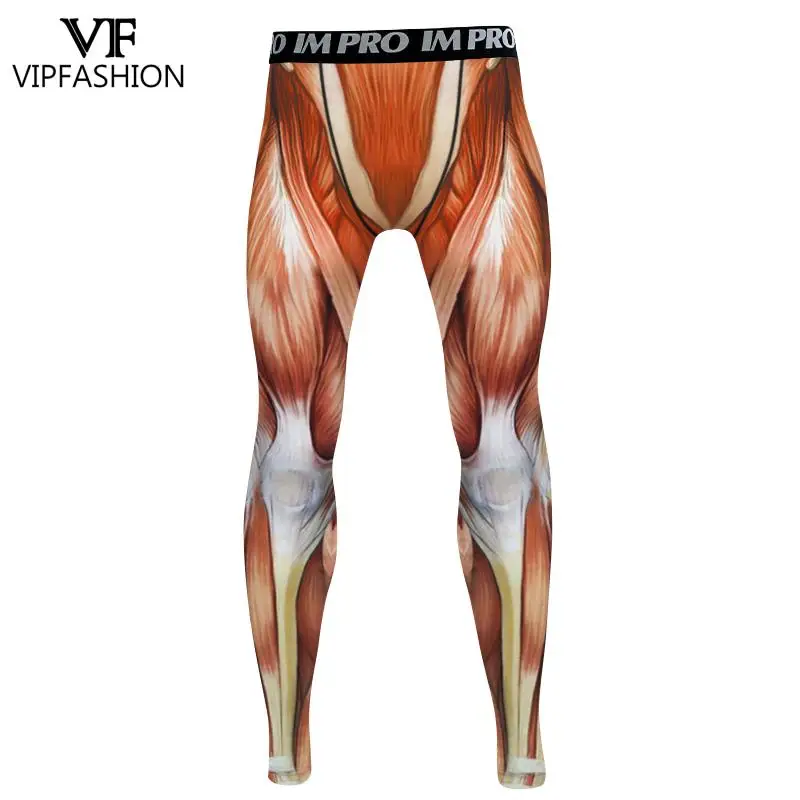 VIP FASHION Compression Tights Men Muscle Print Pants Running Workout Fitness Trousers Bodybuilding Jogging Cosplay Clothing