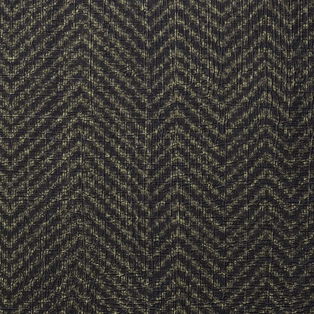 FunStick 24x394 قماش عشبي أسود وذهبي قابل للتقشير واللصق ورق جدران أسود مزخرف للخزائن من الكتان القابل للإزالة