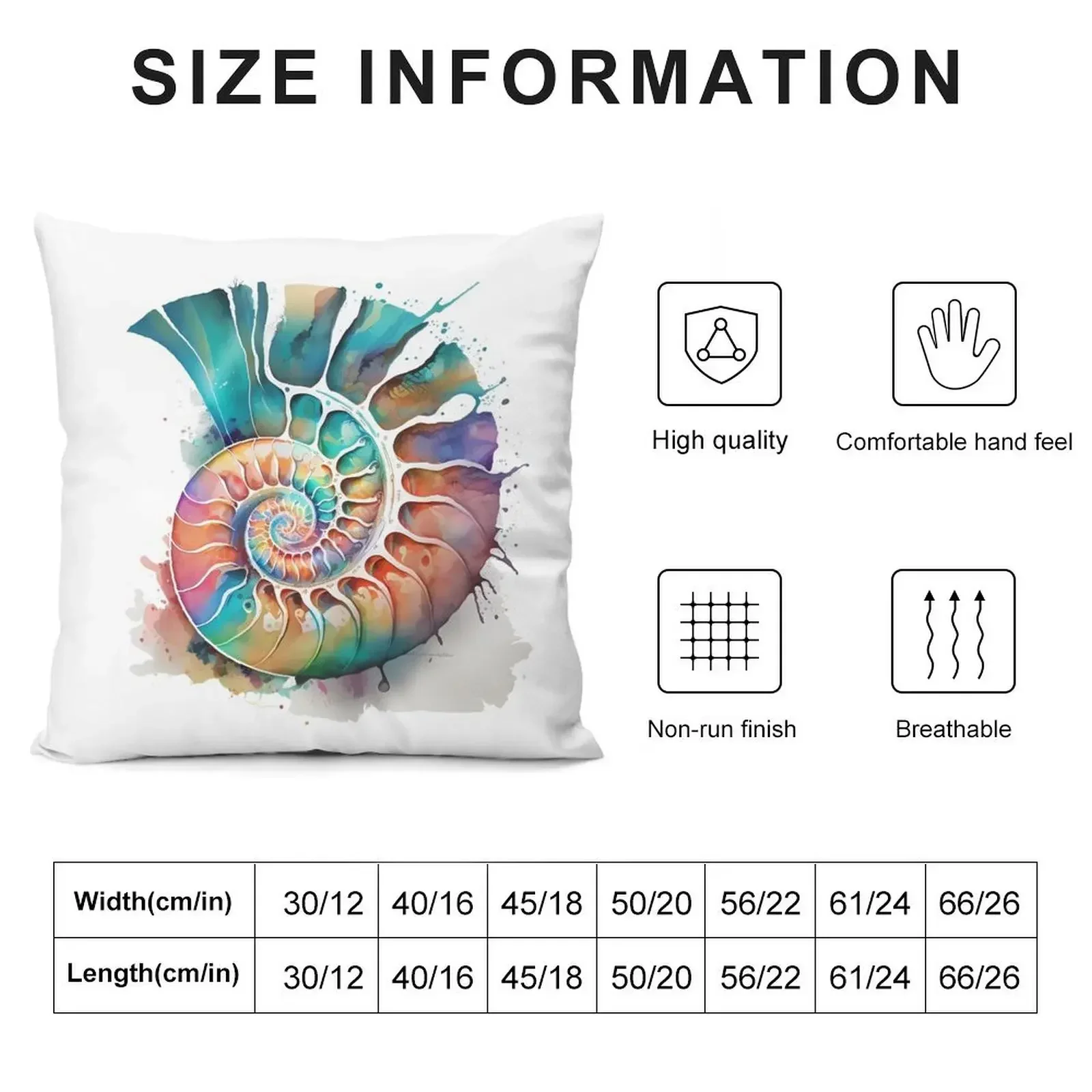 Ammonite Fossil Watercolour Throw Pillow Pillows Aesthetic ornamental pillows for living room pillow