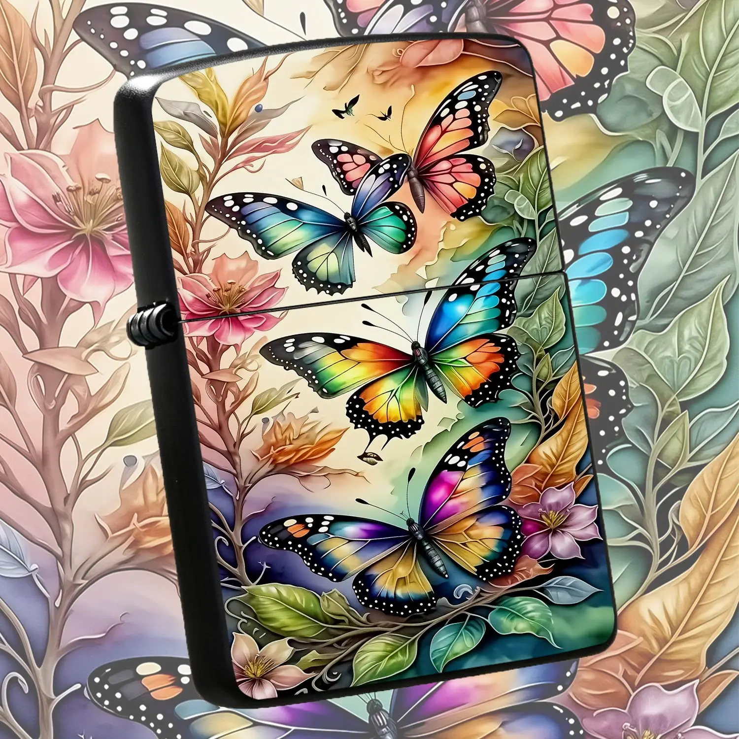 Vibrant GradientFloral Lighter Artistic Watercolor Style Decorative Accessory Delicate ColorfulOrnament Ideal For Birthday Holiday Gifting Portable Stylish Present For All Occasions A Humorous And Interesting Lighter