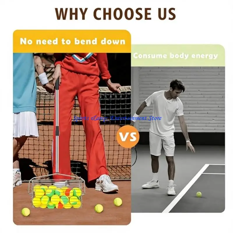 

G7NF Pickleballs Tennis Balls Pickers Upper Tennis Collector Basket with Handle Tennis Balls Pickup Tennis Ball Retrievers