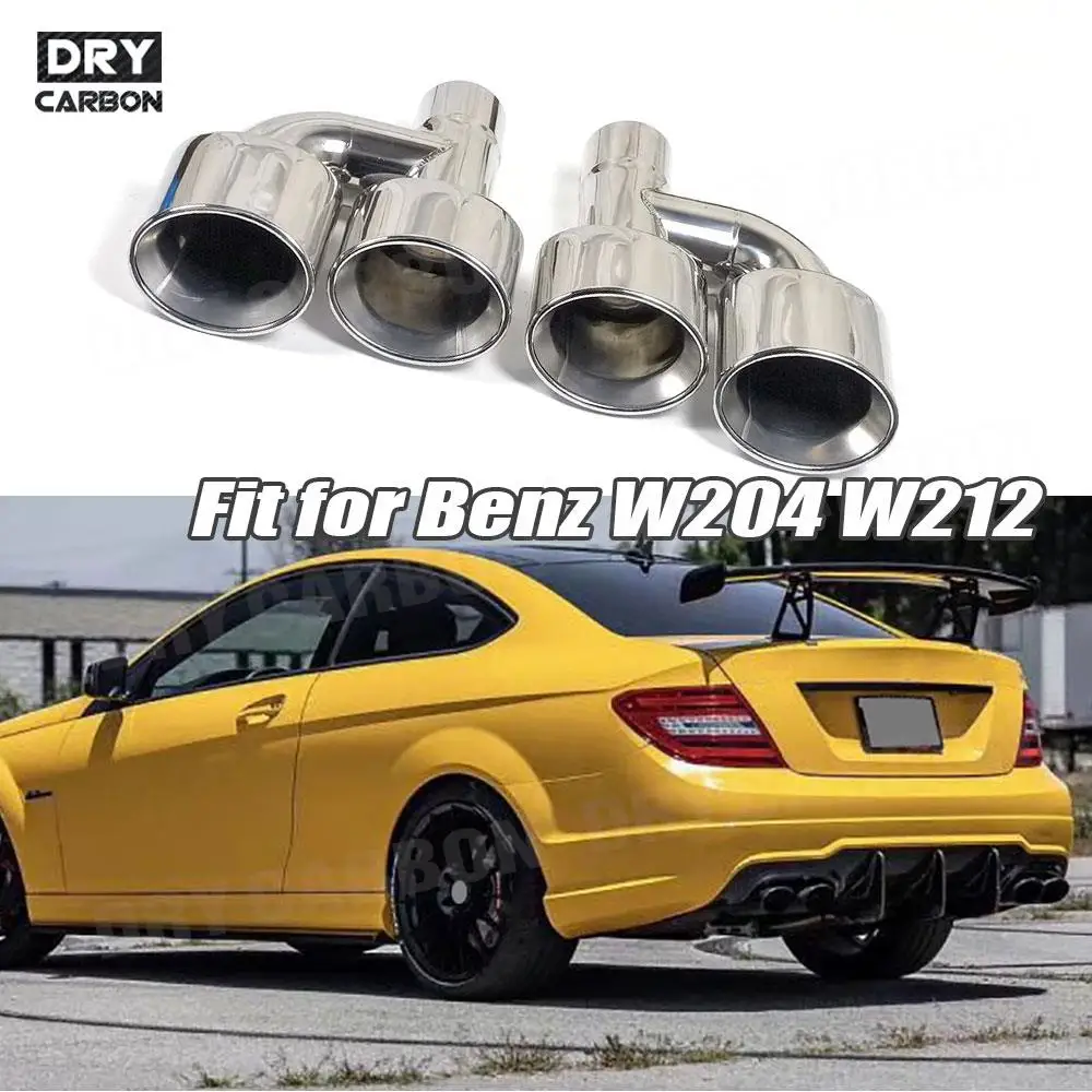 For Mercedes Benz C E Class W204 C63 AMG C300 W212 E63 Car Accessories Muffler Stainless Steel Exhaust Muffler Tailpipe Tips