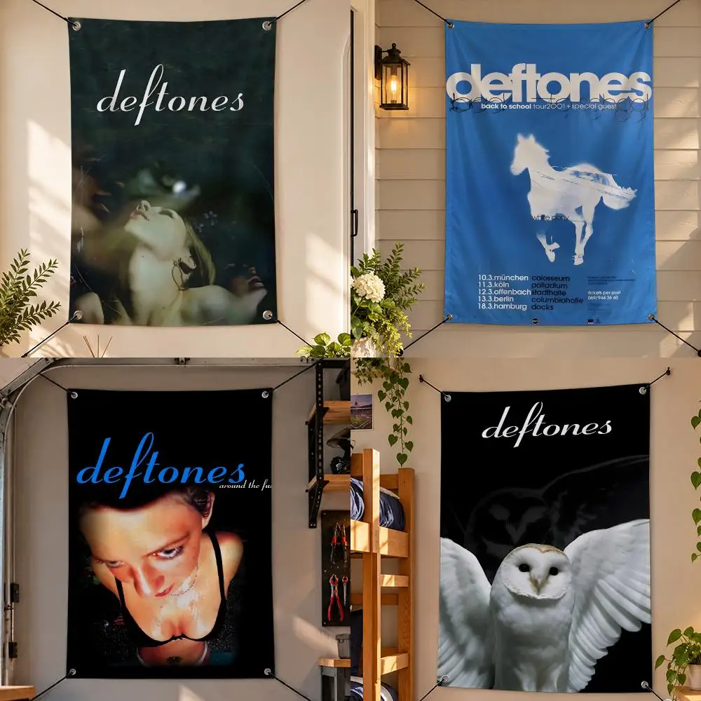 Band D-Deftones Flags Vertical Fabric Wall Decor for Bedroom Dorm Gaming Room Garage Patio Unique Gift Idea