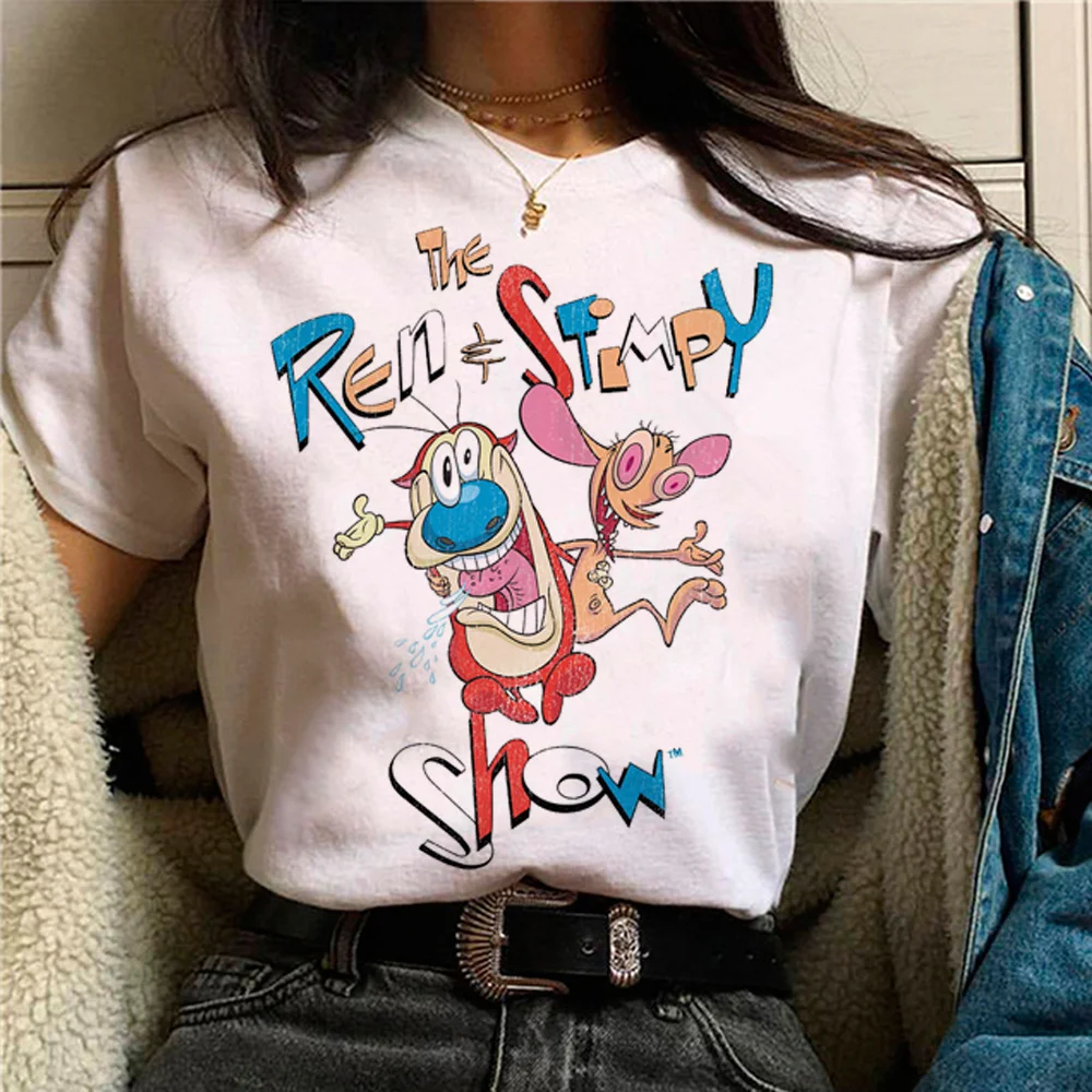 Ren And Stimpy tshirt women harajuku tshirt girl anime designer clothing