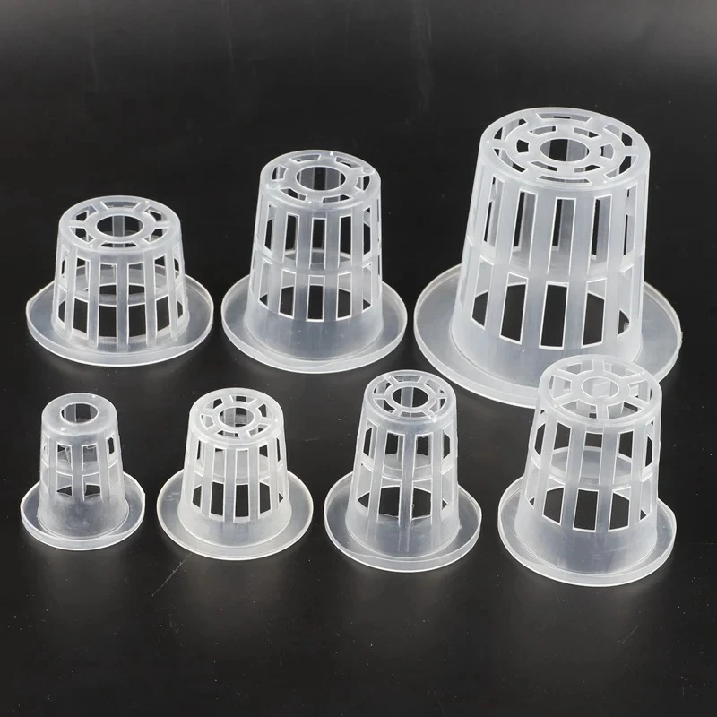 10 Stück weiße hydroponische erdlose Netzkörbe, Pflanzenwachstumstöpfe für Gemüse, Kräuter, Schwammtablett, Aeroponic-Pflanzgefäß, Klonbecher – Detail 4