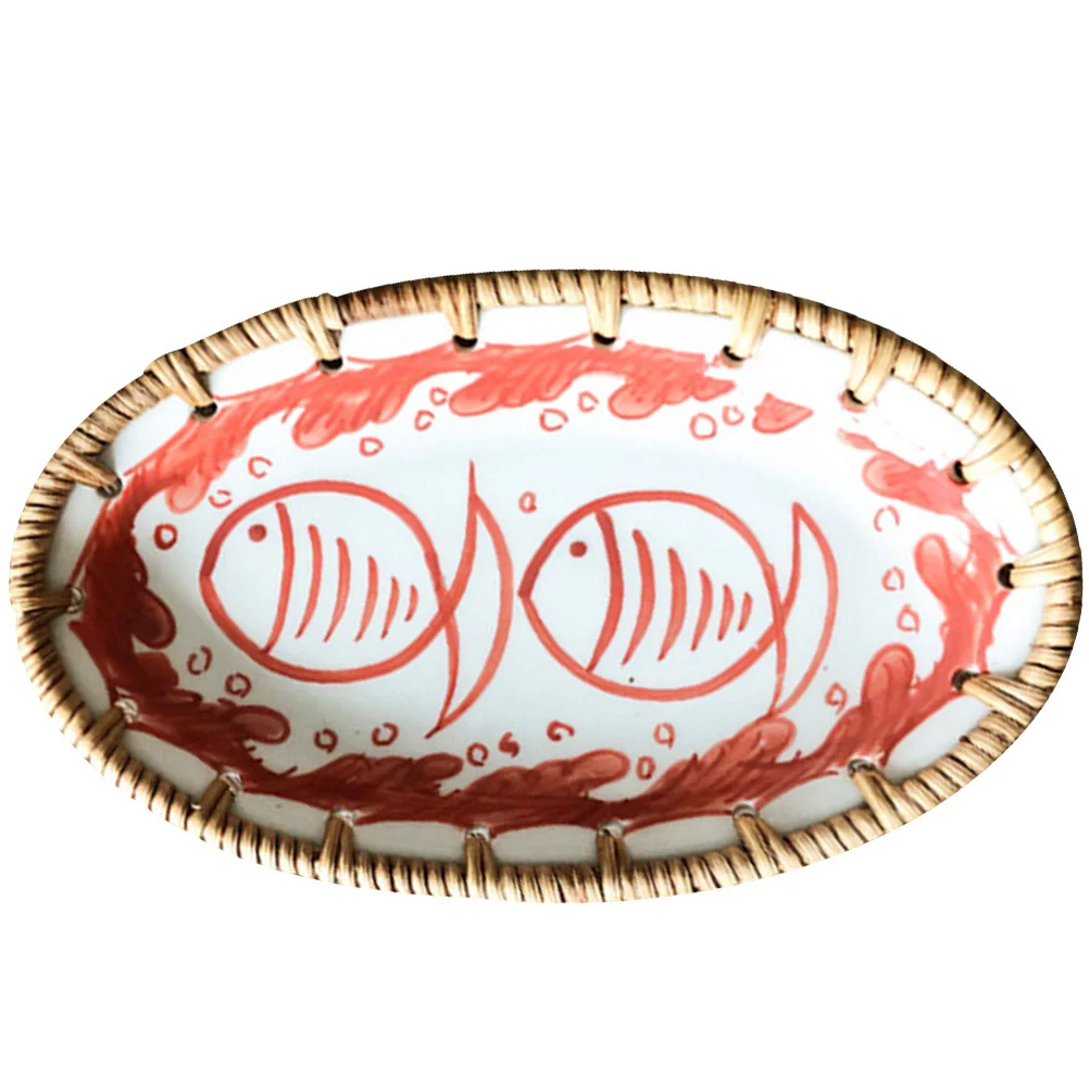 

Vietnamese Style Woven Fruit Tray Multi-Function Snack Plate for Home Decor Desktop Serving Elegant Wear-Resistant Household