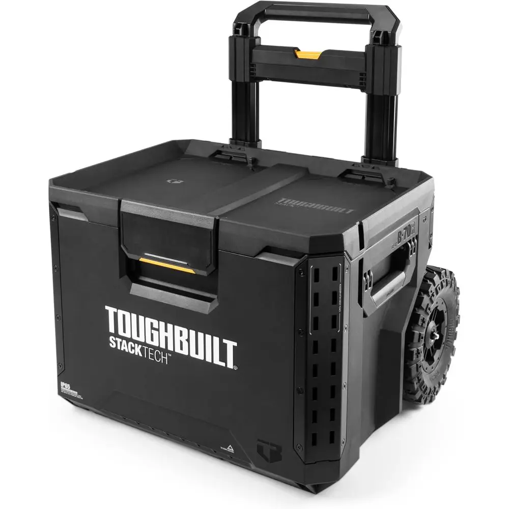 

250LBS Rolling Tool Box Stackable Waterproof Storage Case Lockable Lid 9 Inch All Terrain Wheels For Tool Organizer