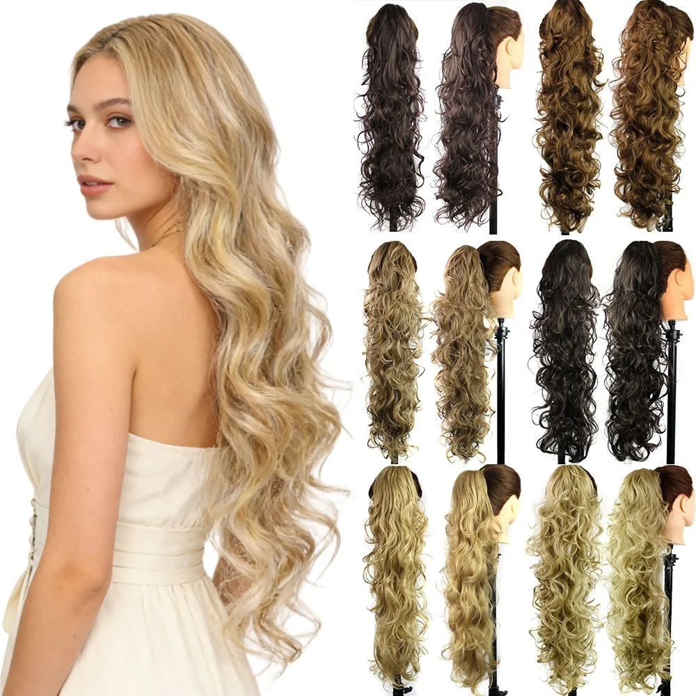 Multi-Toned Highlighted Wavy Ponytail Wig — High-Quality Soft Clip-In Hairpiece with a Claw Clip Design, Easy to Wear, Suitable for Parties, Travel, Photoshoots, Daily Wear, Etc., with a Natural and Realistic Look, Ide