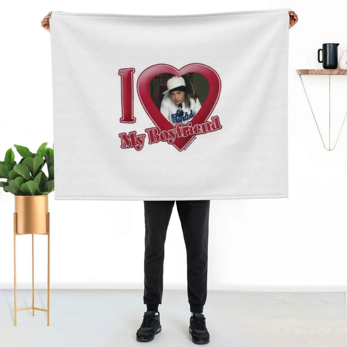 I LOVE MY BOYFRIEND TOM KAULITZ DESIGN Throw Blanket for winter Hairys Multi-Purpose Single Camping Blankets