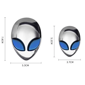 Metal 3D Alienware Alien Head UFO Logo Badge Emblem Decals Motorcycle Car Trunk Body Windows Sticker Auto Styling Accessories 8 best sales stickers ufo - №6