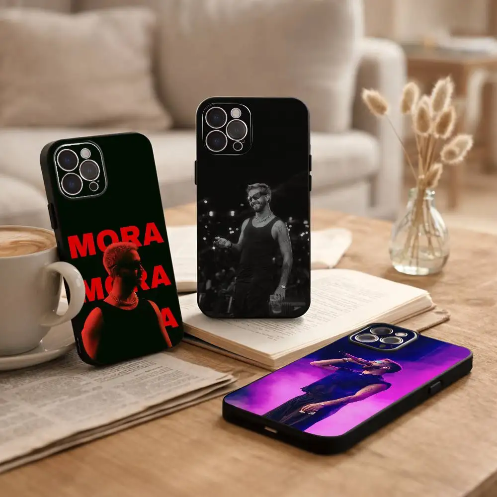 

M-Mora E-Estrella Phone Case For iPhone17,16,15,14,13,12Plus,Pro Max,XS,5G Soft Silicone Black Cover