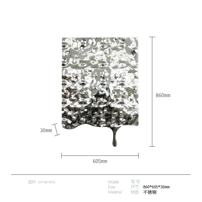 Modern simple and creative stainless steel drip decoration hanging painting hotel clubhouse lobby wall three-dimensional wall