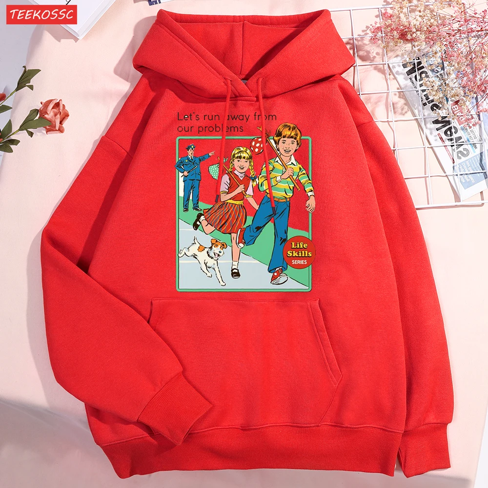 سويت شيرت كبير الحجم من الصوف للرجال والنساء ، وغطاء رأس غير رسمي ، وأزواج فضفاضة ، وأزواج بغطاء رأس ، ولنهرب من مشاكلنا ، والأزياء