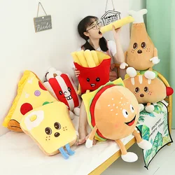 Cute Cartoon Fast Food Plush Toy Stuffed Hot Dog Popcorn Chicken Legs Pizza Chips Plush Toy Funny Room Decor Birthday Gift