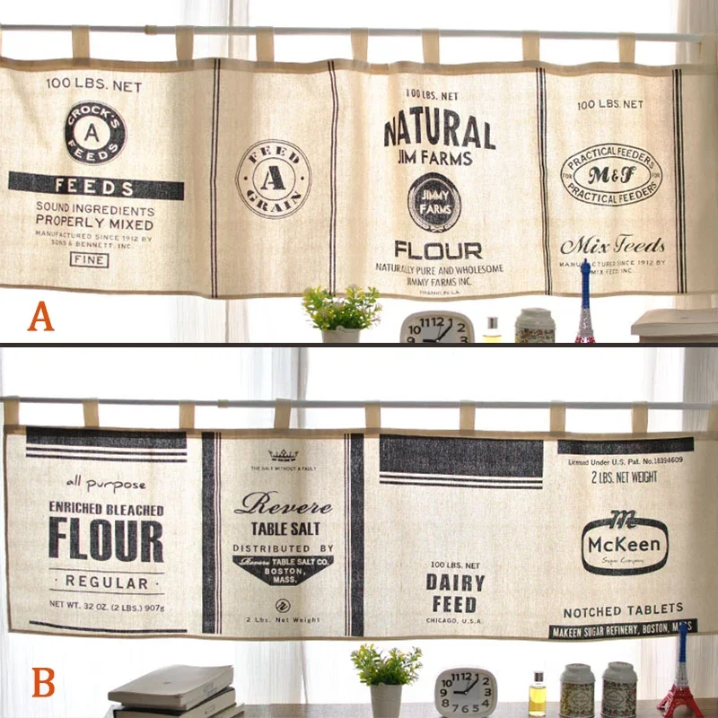 

140*45cm Apricot English Kitchen Half Curtain Room Soft Cloth European Home Decoration Background Cotton Linen Hanging Curtains