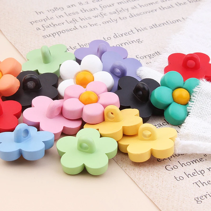 50Pcs Children\'s Buttons Flower Hand Sewing Buttons Crafts Buttons For Kids Shirt Dress Sweater Decor Sewing Accessories 15/18MM