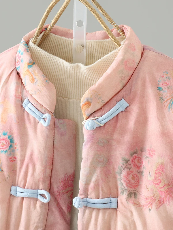 新しい中国風スレ婦人服綿麻刺繍両面着用スタンドカラーボタン付き唐装民族風スレ綿服...