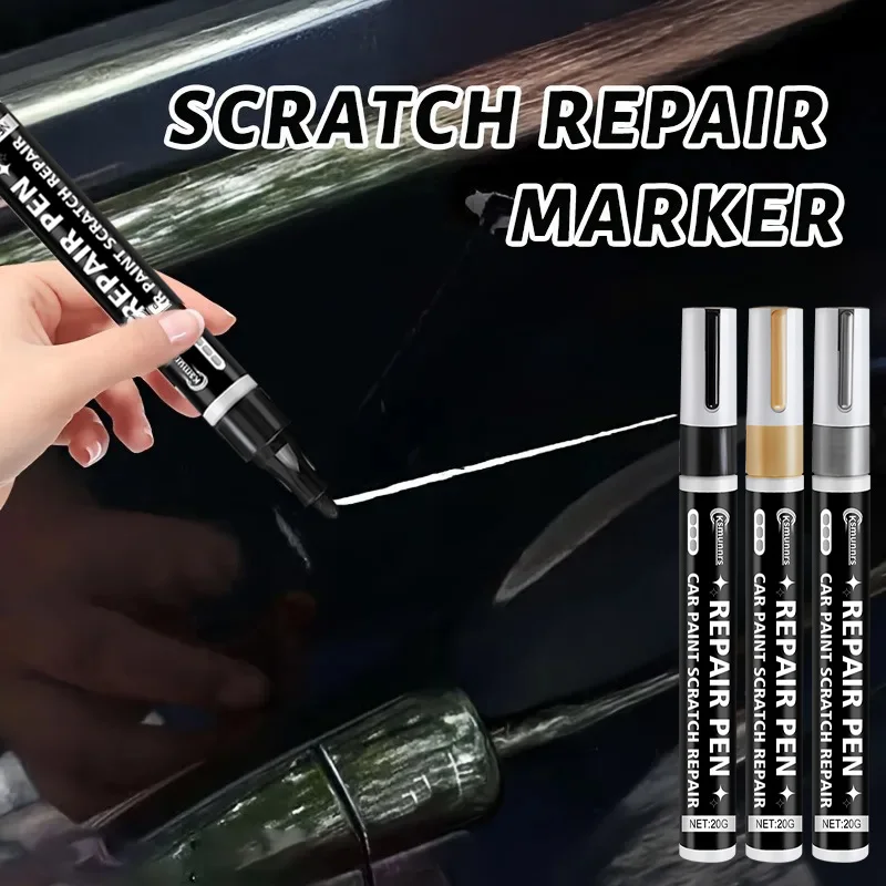 20g Car Touch Up Paint Pen, Auto Scratch Repair Fill Pen, Black White Golden Automotive Paint Remover