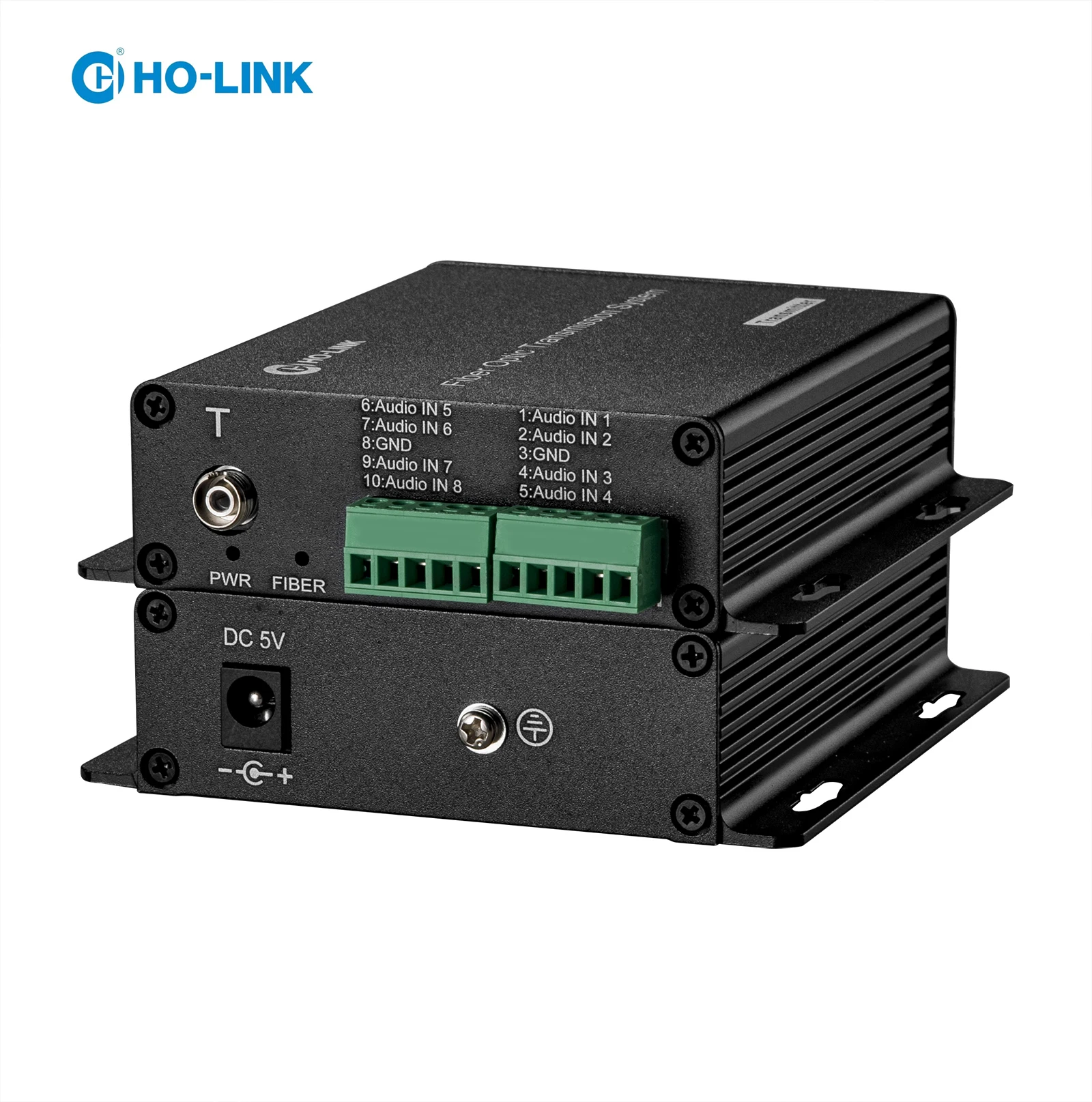 Fiber Optic Converter 8 channel forward phoenix terminal audio,single fiber single mode 20KM FC connector