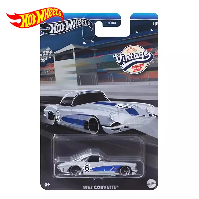 Original Mattel Hot Wheels Car Vintage Racing Club 1962 Corvette Toy for Boy 1/64 Diecast Metal Voiture Brinquedos Birthday Gift