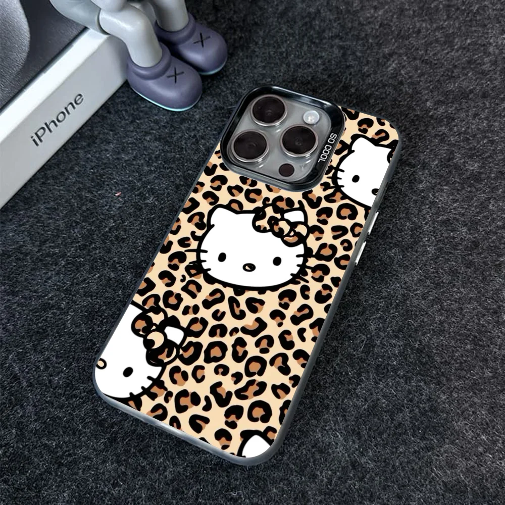 Brązowy wzór w cętki Hello Kittys Etui na telefon IMD Kolor Srebrna obudowa do iPhone'a 16, 15, 14, 13, 12 Pro Max Plus