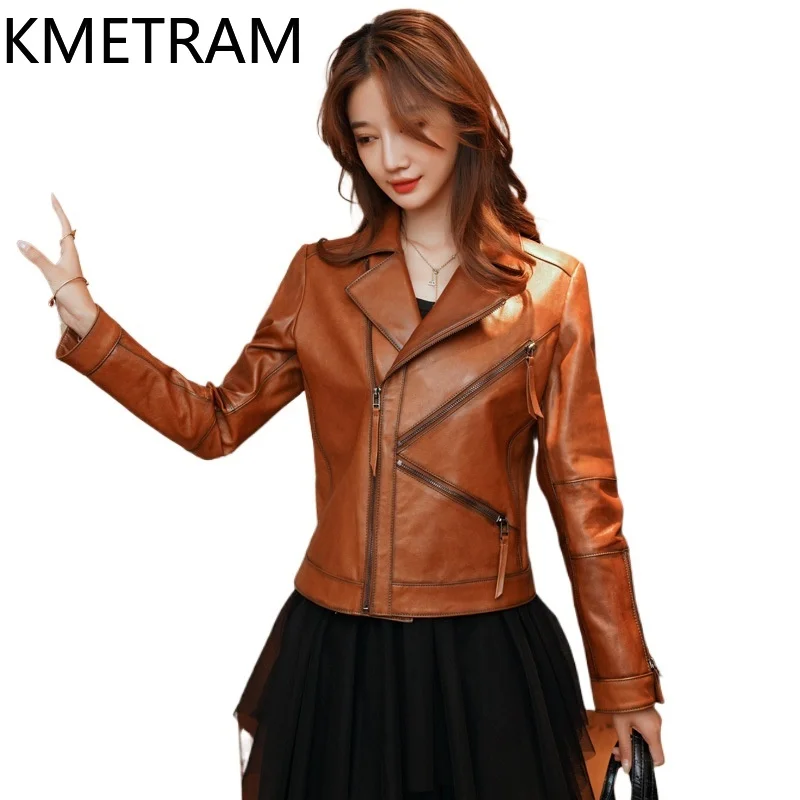 100 % echte Schaffelljacke für Damen, schmale Passform, Motorradjacken aus echtem Leder, Damen, neu in Oberbekleidung, Herbstkleidung, 2025 Pinterбка