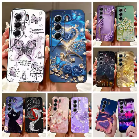 For Tecno Camon 40 2025 Case New Popular Pattern Butterfly Flower Soft Silicone Phone Cover For Tecno Camon40 Pro CM6 CM5 Bumper
