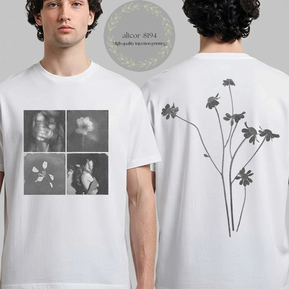 Ariana Grande Petal Album Merch Title Photo with Floral T-Shirt 2026 Summer Men Women Fashion Casual Cotton T-shirt Streetwear