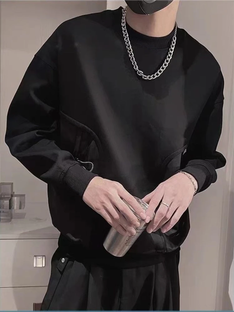 

Однотонные толстовки с круглым вырезом для мужчин, предложения одежды Y2k, винтажная уличная одежда, без брендовой одежды, толстовка с круглым вырезом, мужской пуловер