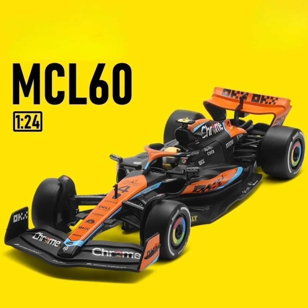1:24 F1 MCL60 스포츠카 모델 장난감 레이싱카 정교한 꽃무늬 시뮬레이션 인테리어 차량 모델 어린이 장식용 장난감