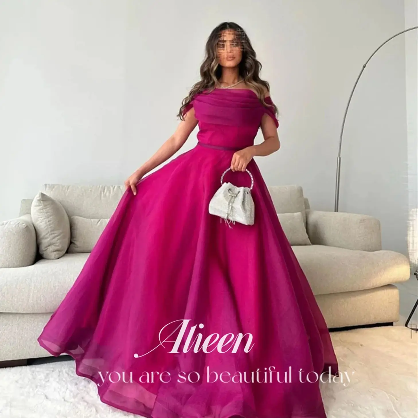 

Aileen A-line Off the Shoulders Grape Purple Evening Dresses Woman Elegant Wedding Party Dress Robe De Soiree Femmes Prom 2024