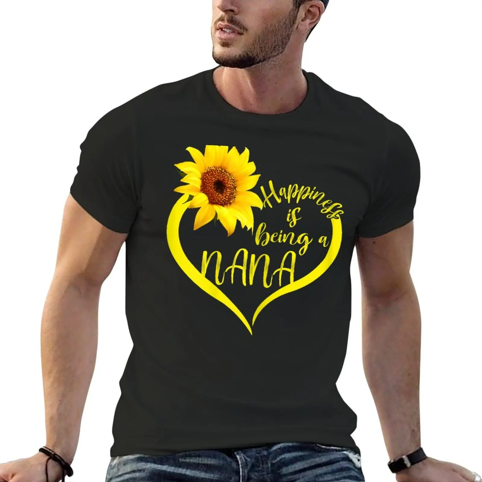 Womens Happiness Is Being A Nana Sunflower Lover Grandma Cute T-Shirt Short sleeve tee t shirt men