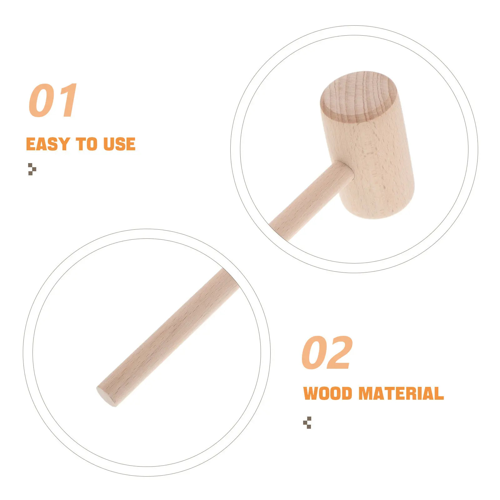 

Wooden Hammer DIY Leather Crafts Hammer Wood Mallet Carpentry Hand Hammer for Woodworking Carving Tool Home Crafting Supplies