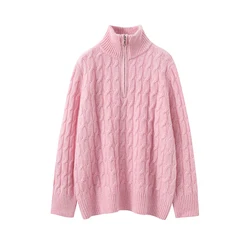 Hot Sale 2025 Autumn Winter 100% Pure Cashmere Sweater Women's Fashion Thicken Pullover Female Loose Large Size Knitted Jumper