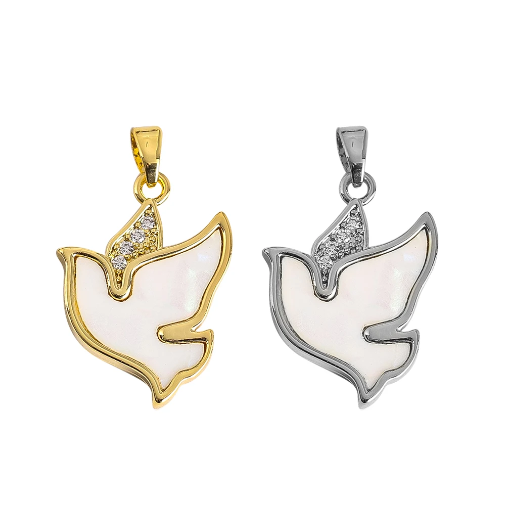Gold-plated Miniature Charms Pigeon-shaped Inlay Zircon Design Fashion Jewelry Accessories DIY Making Necklace Earring Ornaments