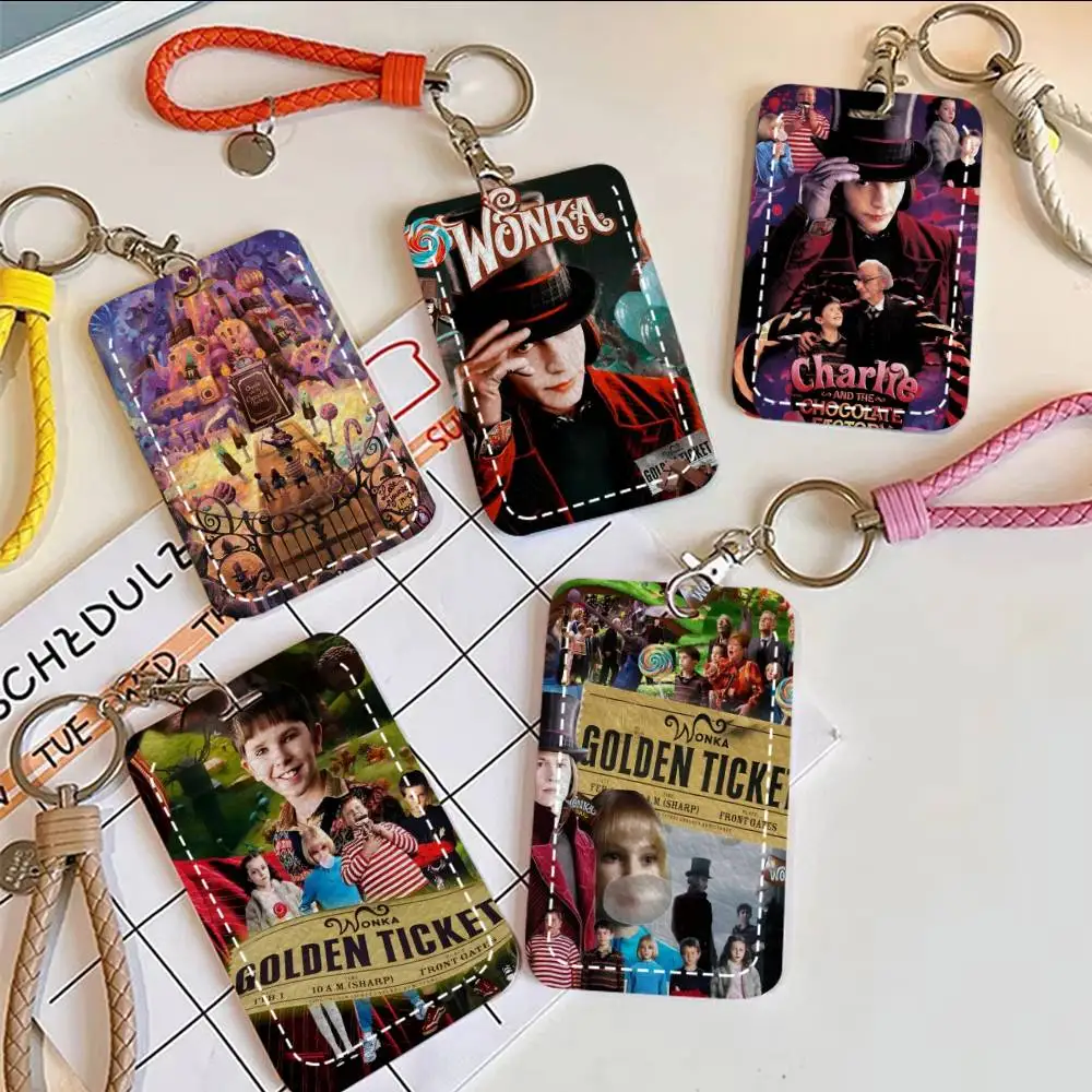 

Movie C-Charlie And The Chocolate Factory Card Holde Applicable To Credit Cards Bus Card Rectangular Keychain Protective Cover
