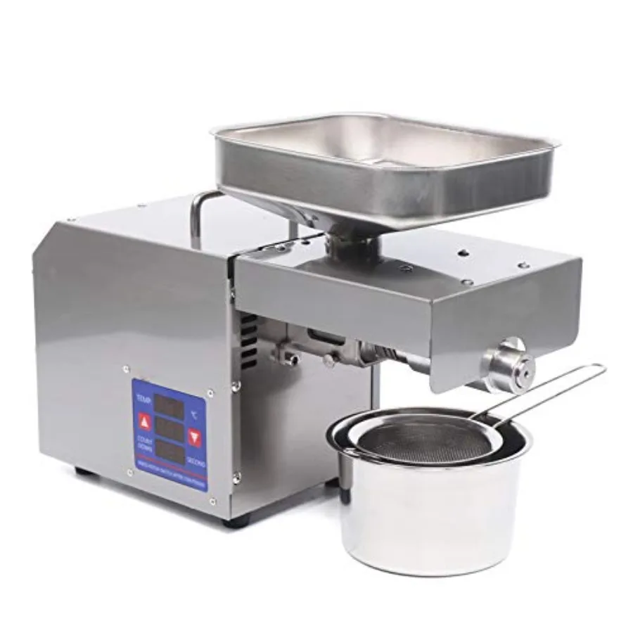 Prensa de Aceite Frío/Caliente de Acero Inoxidable de 610w, 110v, Extractor Automático Comercial para Aceite Orgánico de Nueces y Semillas de Diversas Variedades