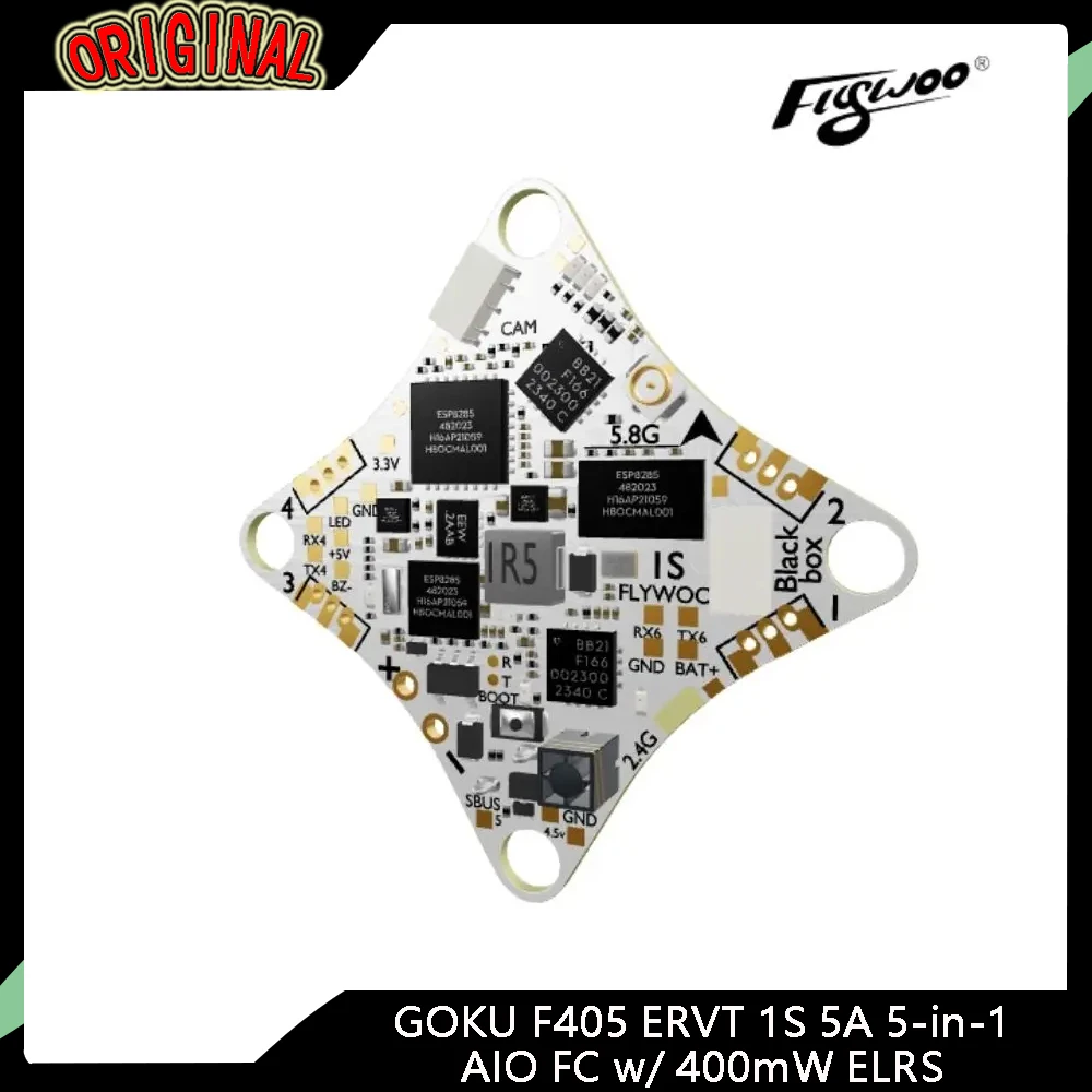 Flywoo GOKU F405 ERVT 1S 5 في 1 AIO FC - 5A، 400 ميجاوات ELRS، الكمون المنخفض للغاية لسباق 1S FPV/Acro