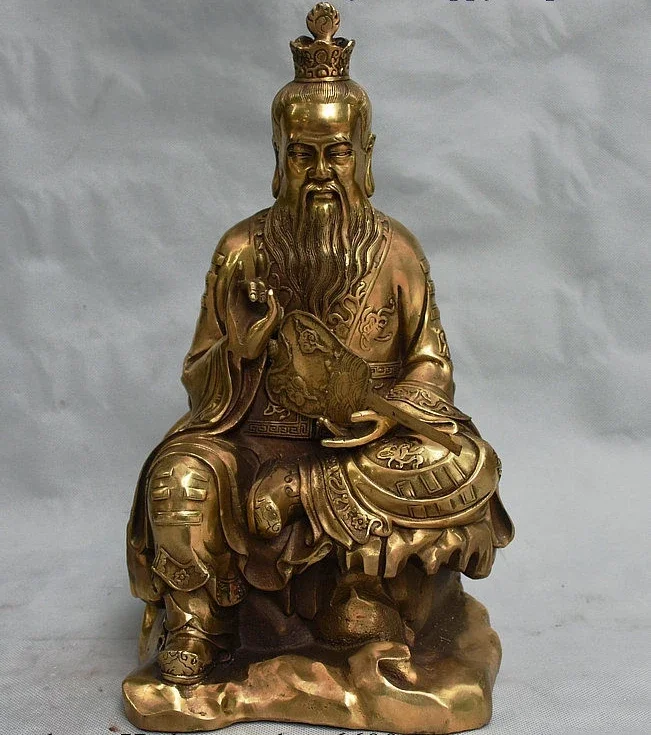 Chinese Taoism Temple Brass Alchemy Initiator Tai Shang Lao Jun Statue Sculptur 14