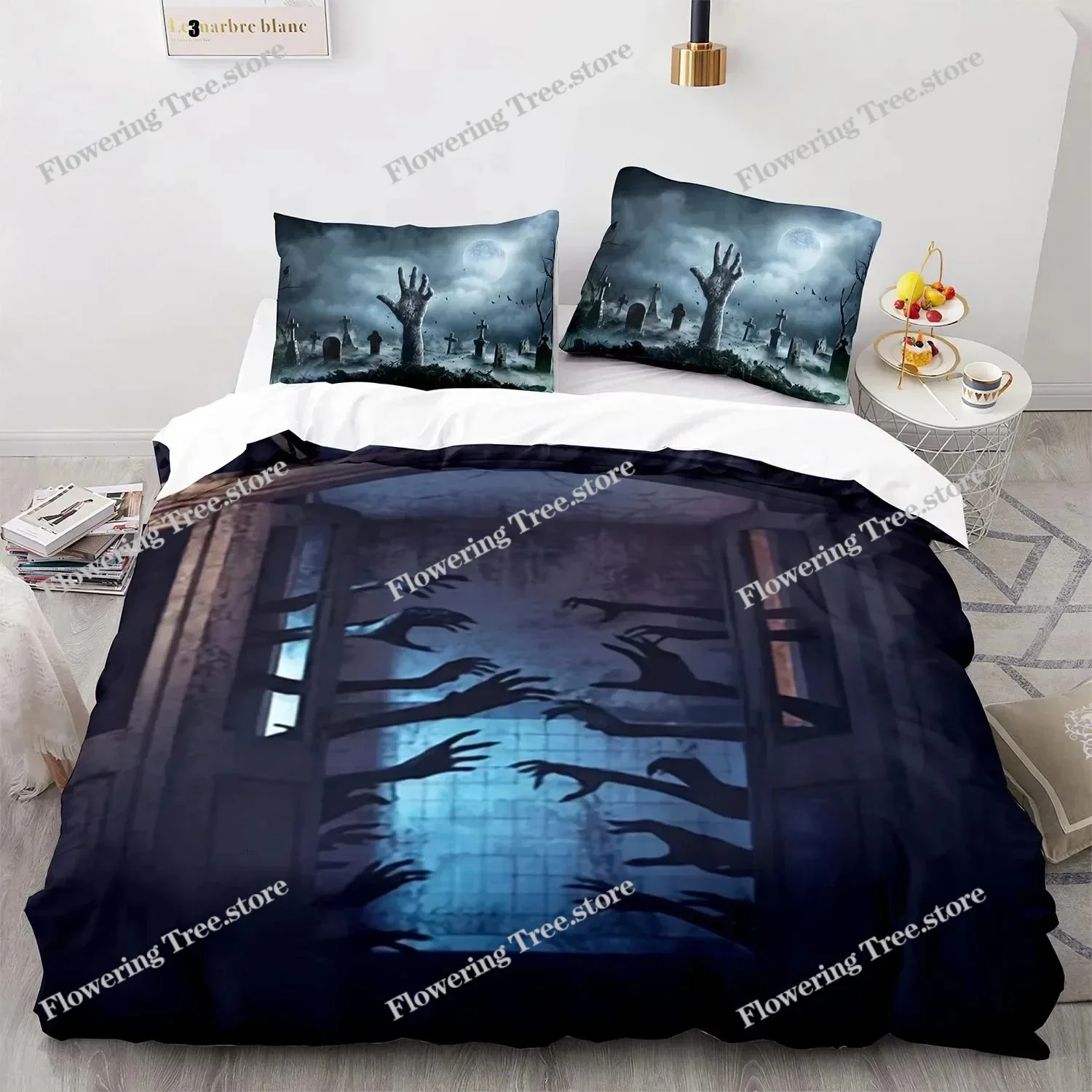 

The Living Dead Bedding Set Single Twin Full Queen King Size Zombie Bed Set Aldult Kid Bedroom Duvetcover Sets 3D Anime