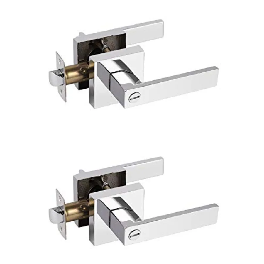 

Pack Lever Door Handles Square Locking Leverset [for Bedroom or Bathroom] Reversible for Right and Left Sided Doors Heavy Duty