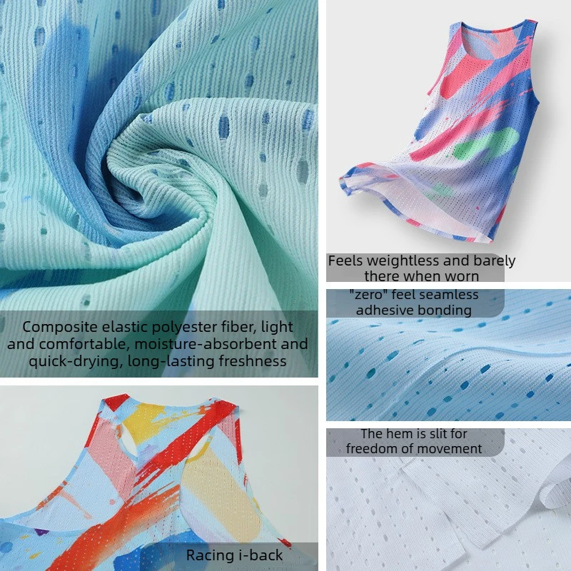 Men's Vest Quick Dry Marathon Running Singlet Man Racing Shirt Fitness Sleeveless Singlet Mesh Light Fabric Workout Gym Tank Top