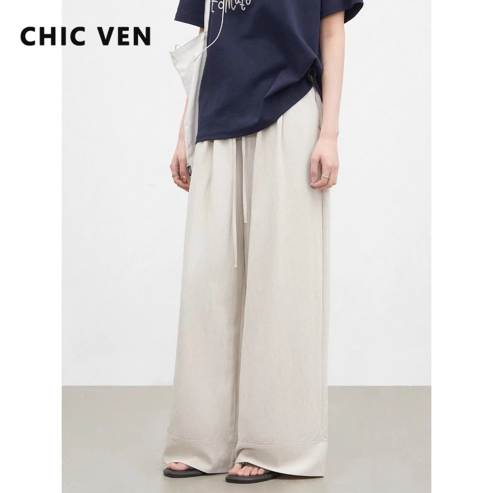 

Женские брюки CHIC VEN: Новые широкие повседневные брюки свободного кроя с эластичным поясом и шнурком, весна-лето 2026