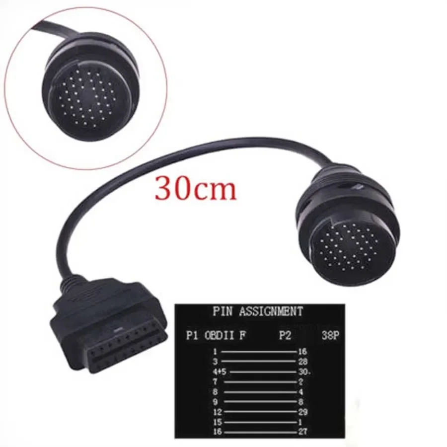 10PCS/LOT For IVECO 38Pin Obd 16 Pin Connector Cable For IVECO 30 PIN Truck Heavy Duty Trucks Diagnostic Cable Plug