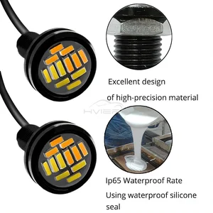 2x 23mm 4014 12smd olho de águia sinal de volta branco amarelo luz do dia à prova dwaterproof água drl nevoeiro lâmpada luzes running ponto backup motor do carro led 12 principais vendas drl e pisca - №5
