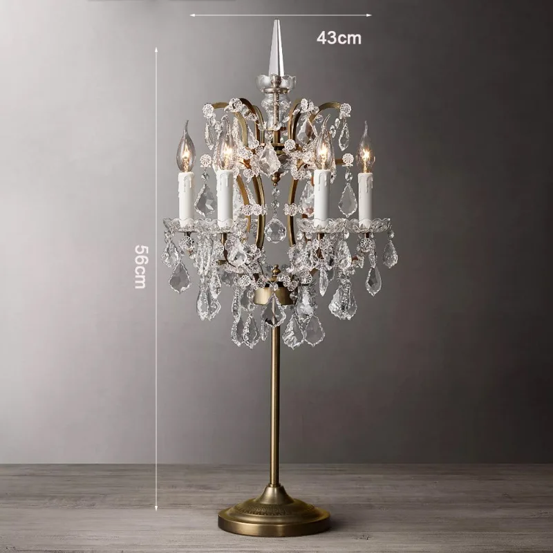 American Countryside Crystal Floor Lamps Coffee Table Living Room and Study Home Decor Atmosphere Table Light Retro White Candle