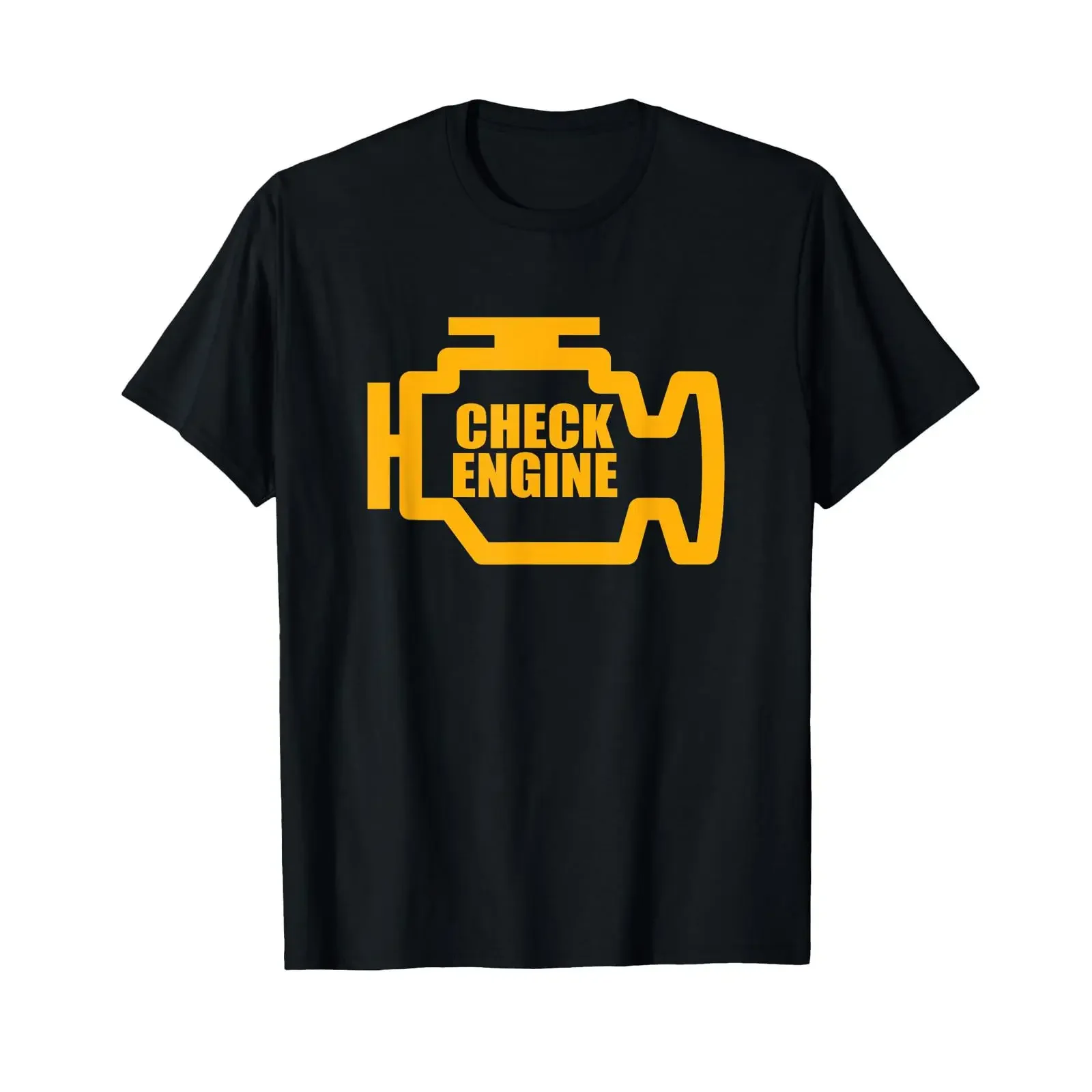 Check engine T shirt vintage Washed Stretched Top For Everyday Wear Unisex Versatile designer clothes fashion homme graphic