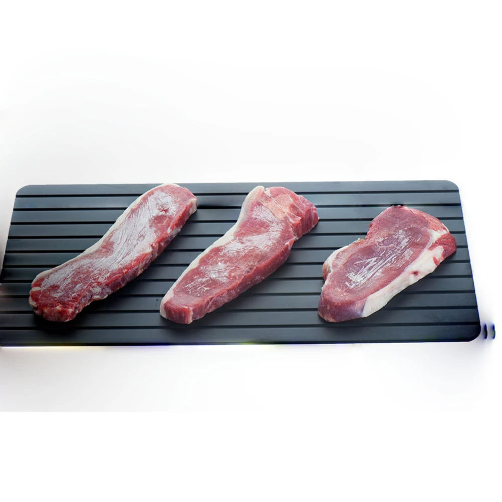 

【】Quick Thawing Plate Fast Defrosting Tray Aluminum Board For Meat Fish Vegetables Kitchen Gadget 23X16.5X0.3Cm